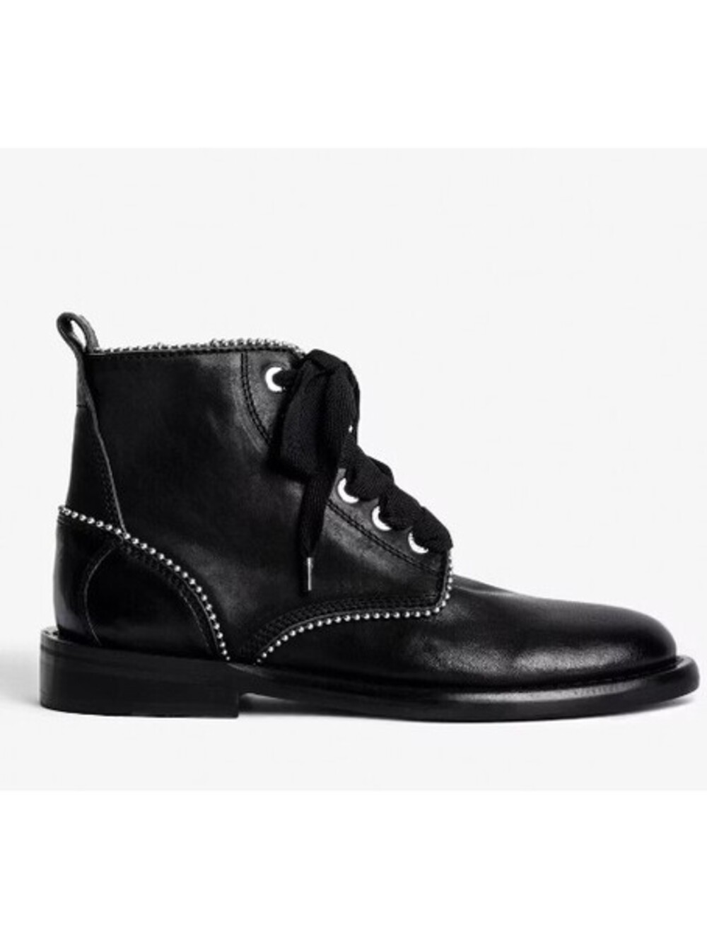 New Zadig & Voltaire black leather Laureen Roma Studs Ankle Boots